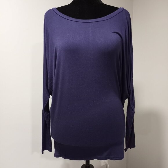 H2H DEEP AUBERGINE|PURPLE BATWING TOP WOMEN SIZE M - Picture 1 of 8